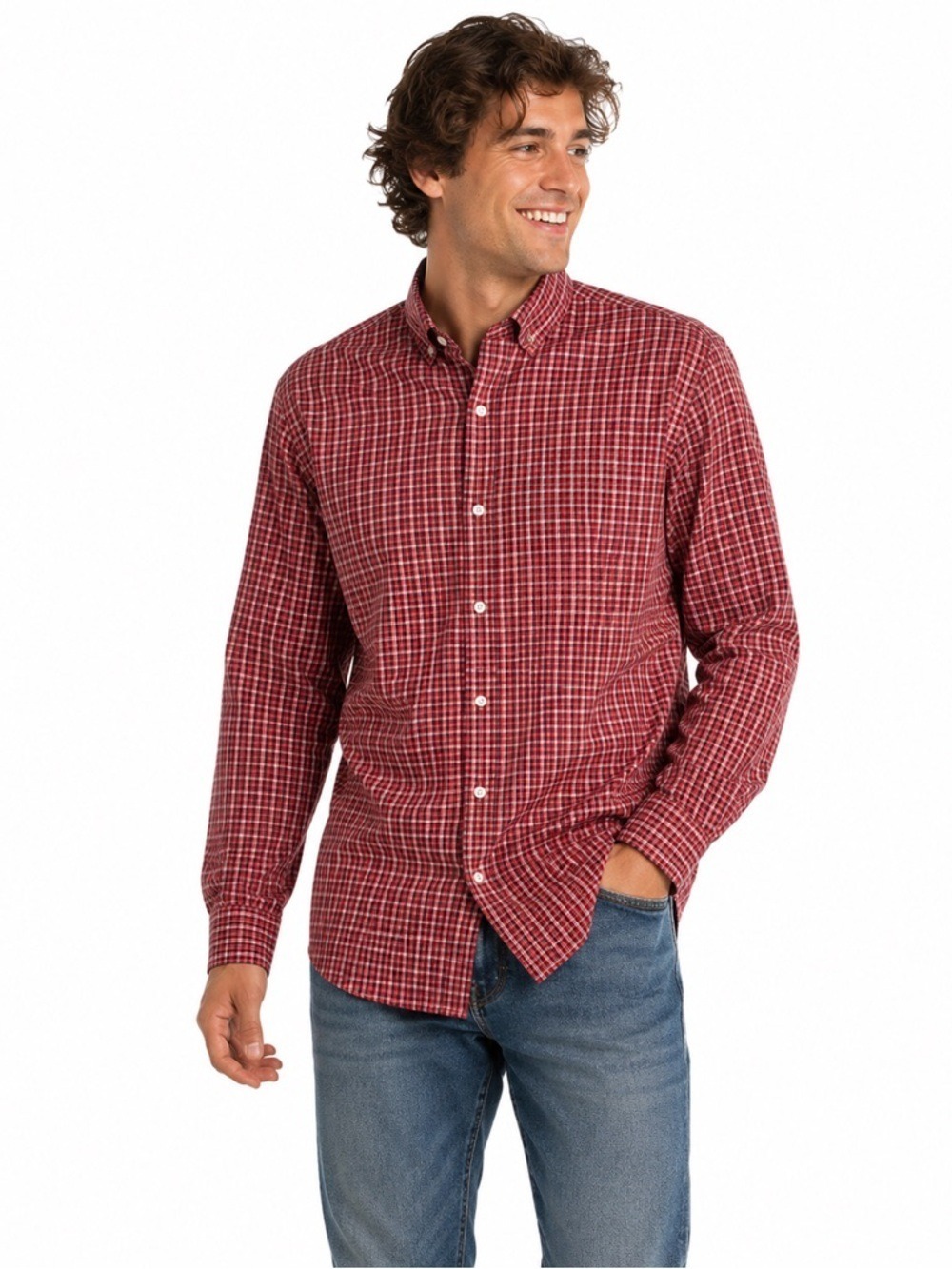 Polo By Ralph Lauren Regent Custom Fit Red Plaid Long Sleeved Button Dow…